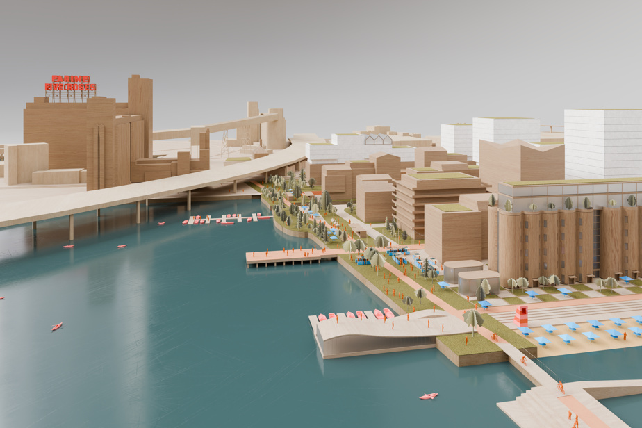 Illustration of the master plan for the Bassin Wellington area of Montreal presented by Canada Lands Company